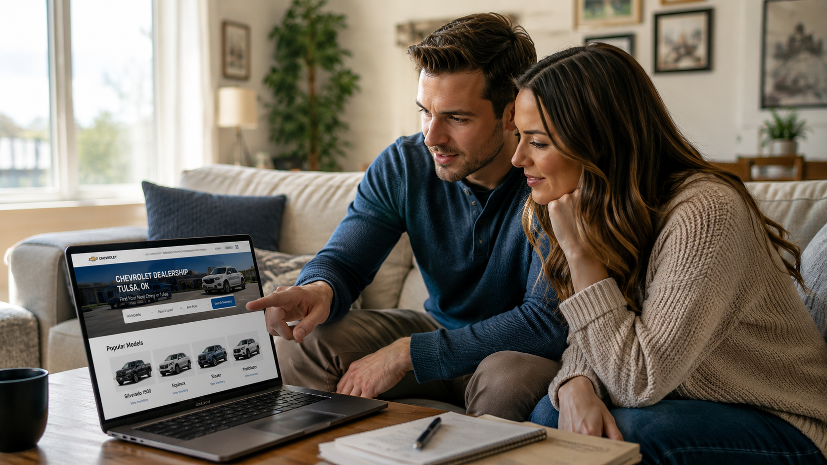 Tulsa area shoppers comparing Chevrolet inventory together at a dealership
